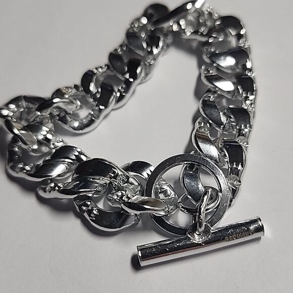 Germany Silver Tone Bracelet With Toggle Clasp - Picture 2 of 2